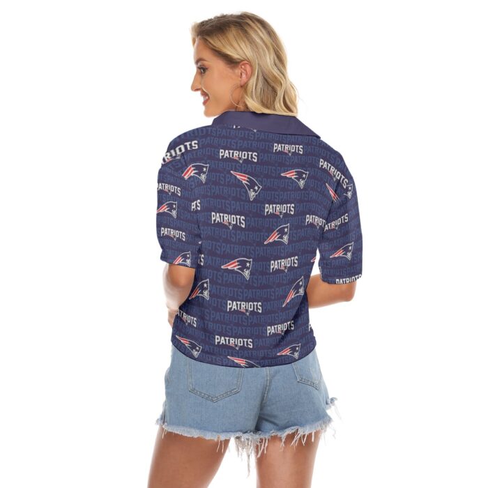 New England Patriots Zubaz All-Over Print Women's V-neck Shirts - Image 2