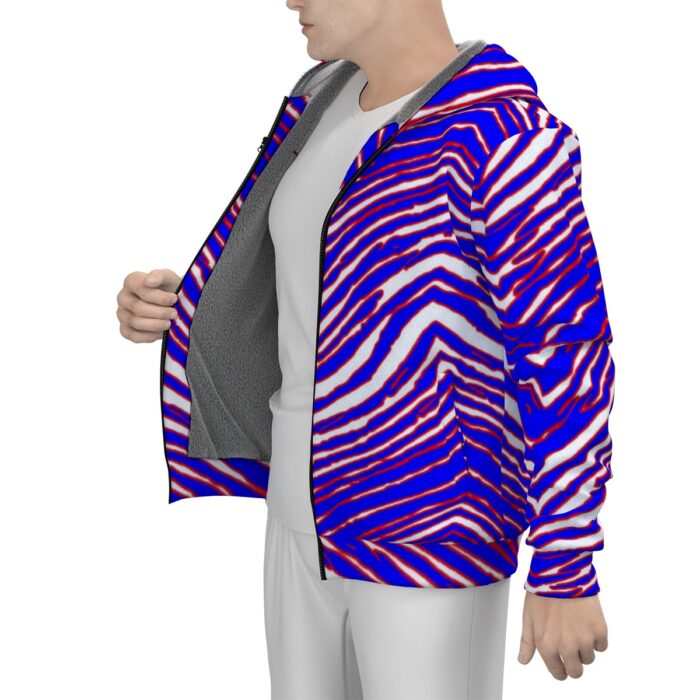 Buffalo Bills Zubaz All-Over Print Men's Sherpa Fleece Zip Up Hoodie - Image 4