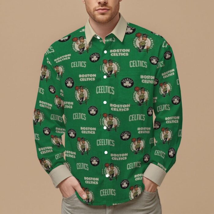 Boston Celtics Men's Slim Fit Long Sleeve Shirt - Image 1