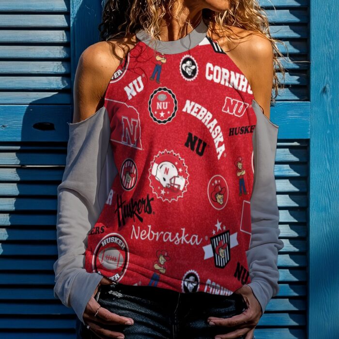 Nebraska-Lincoln - Cornhuskers Women's Cold Shoulder Sweatirt - Image 1