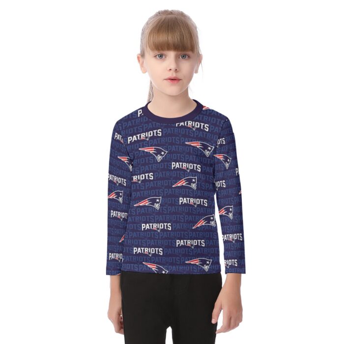 New England Patriots Zubaz All-Over Print Kid's O-neck Long Sleeve T-shirt - Image 3