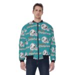 Miami Dolphins Zubaz All-Over Print Men's Bomber Jacket Without Sleeve Pocket - Image 4