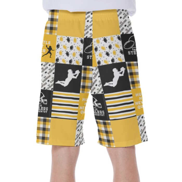 Pittsburgh Steelers Zubaz All-Over Print Men's Beach Shorts With Side Pocket - Image 3