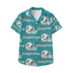 Miami Dolphins Zubaz All-Over Print Kid's Hawaiian Vacation Shirt | 115GSM Cotton poplin - Image 4