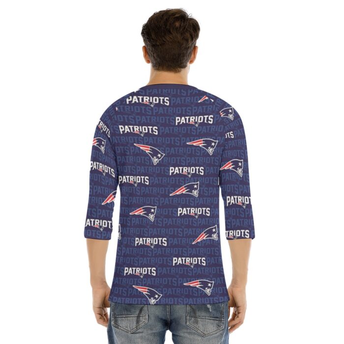 New England Patriots Zubaz All-Over Print Men's Bracelet Sleeve T-shirt With Button Closure - Image 2