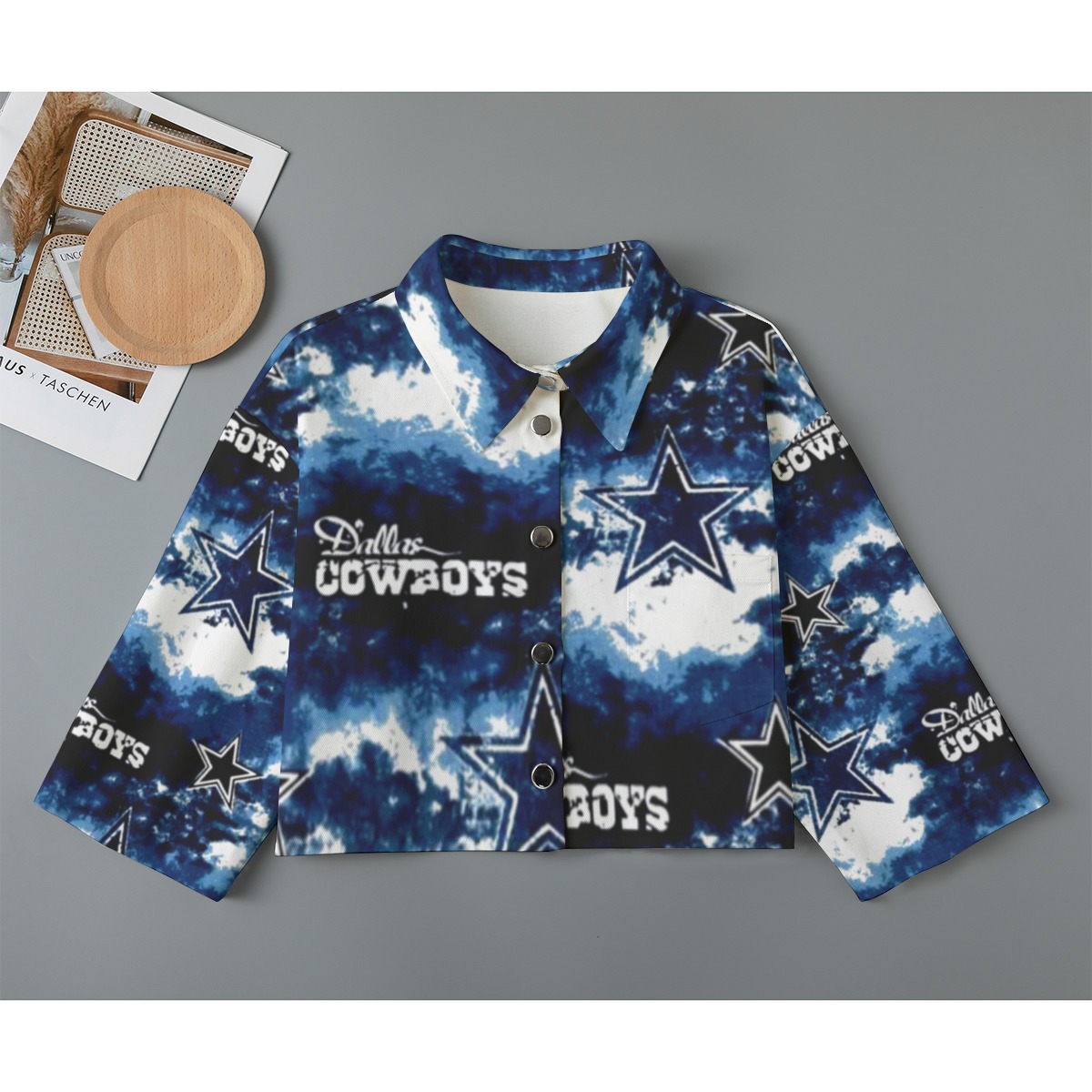 Dallas Cowboys Zubaz All-Over Print Women's Cropped Jacket | 245GSM Cotton - Image 4