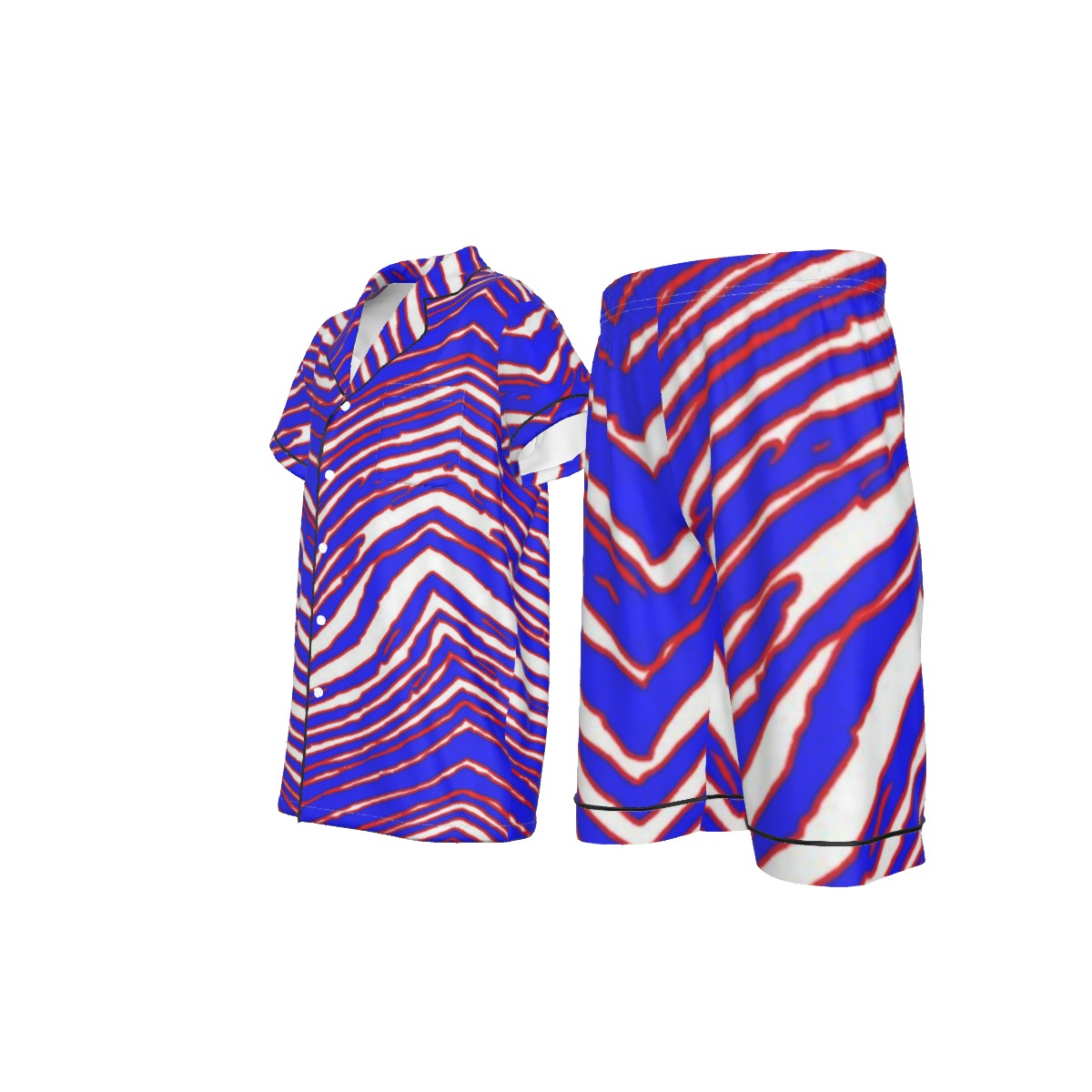 Buffalo Bills Zubaz All-Over Print Kid's Imitation Silk Short Pajamas - Image 2