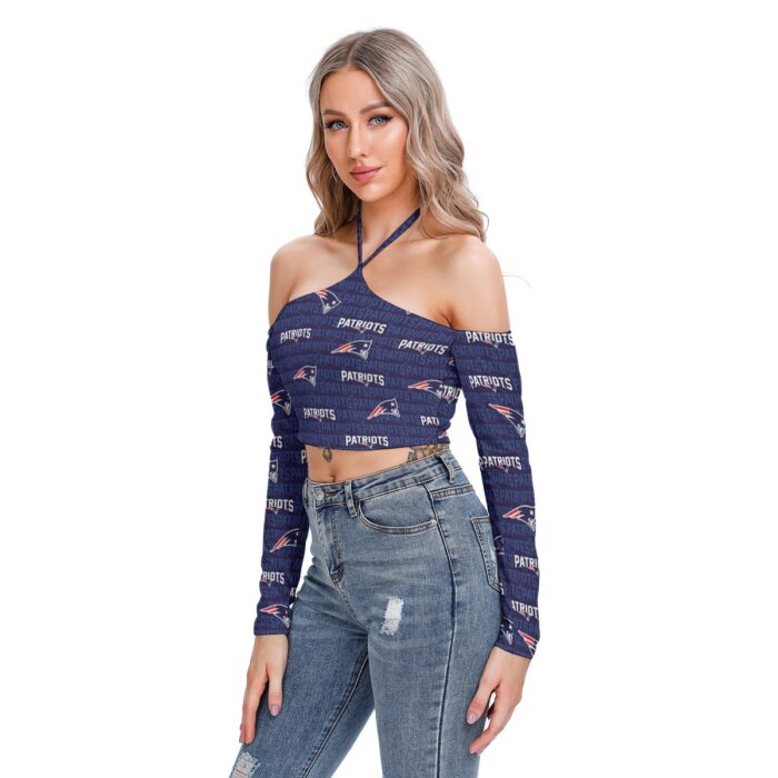 New England Patriots Zubaz All-Over Print Women's Halter Lace-up Top - Image 1