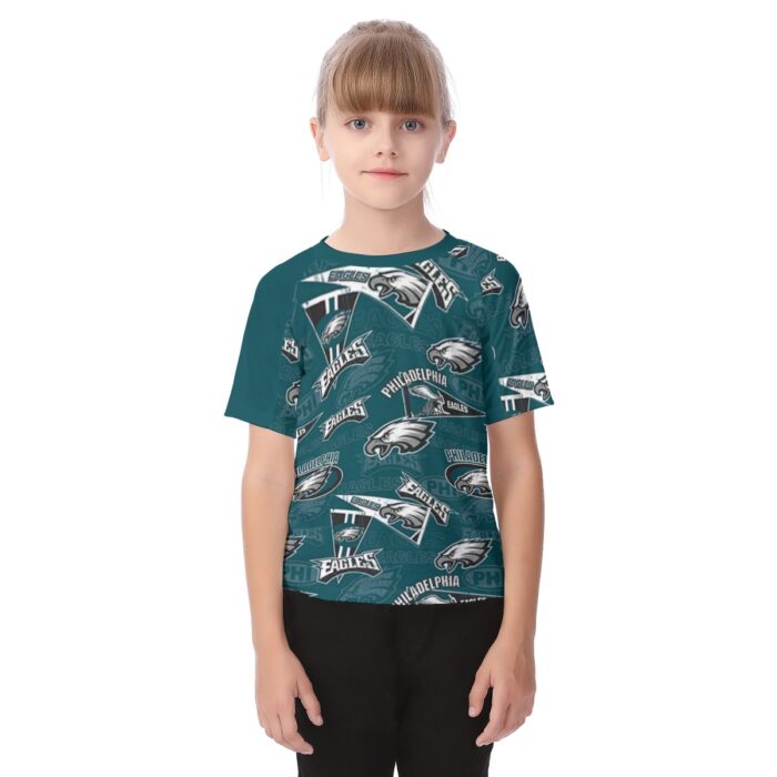 Philadelphia Eagles Zubaz All-Over Print Kid's Raglan Sleeve T-shirt - Image 1