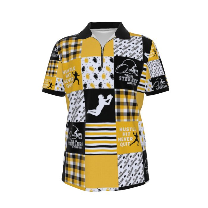 Pittsburgh Steelers All-over Print Men's Polo Shirt with  Zipper - Image 2