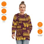 Washington Commanders Redskins Women's Hoodie With Double Hood - Image 6