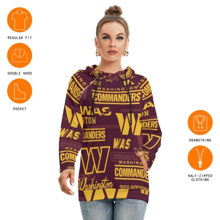 Washington Commanders Redskins Women's Hoodie With Double Hood - Image 6