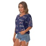 New England Patriots Zubaz All-Over Print Women's Bat Sleeves V-Neck Blouse - Image 3