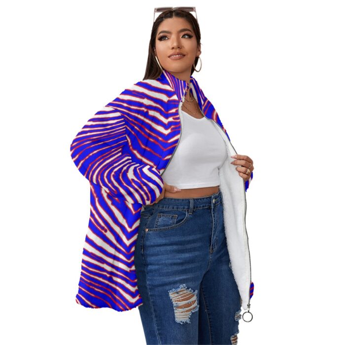 Buffalo Bills Zubaz All-Over Print Unisex Borg Fleece Stand-up Collar Coat With Zipper Closure(Plus Size) - Image 2