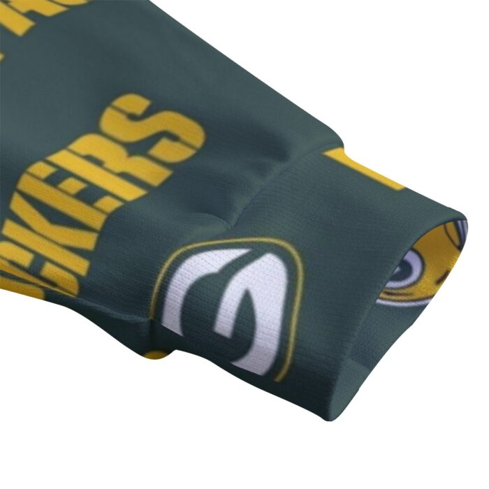 Green Bay Packers All-Over Print Men's Stand-up Collar Sweater With Zipper Closure - Image 3