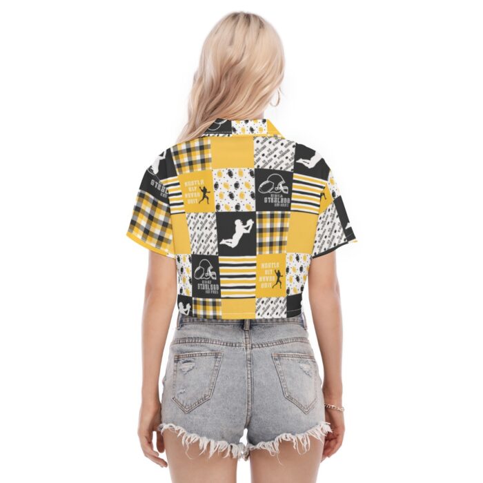 Pittsburgh Steelers Zubaz All-Over Print Women's Cropped Shirt - Image 3