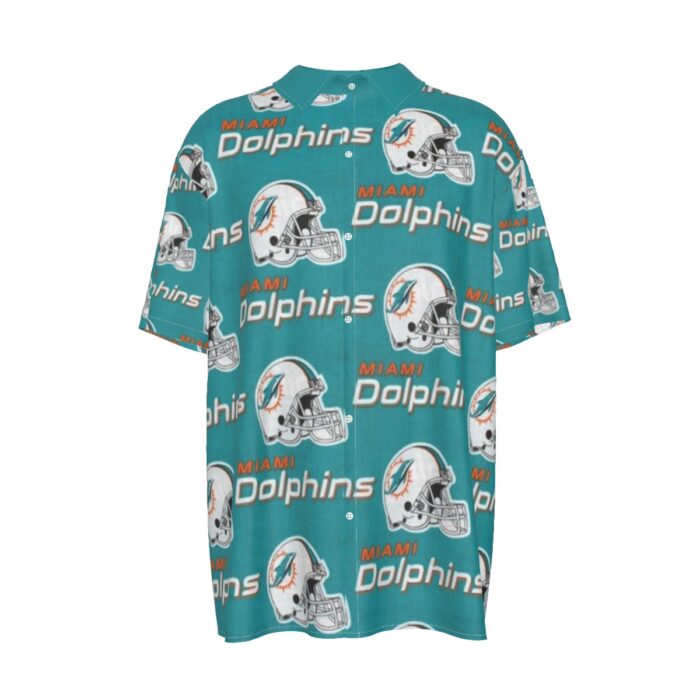 Miami Dolphins Zubaz All-Over Print Men's Imitation Silk Short-Sleeved Shirt - Image 2