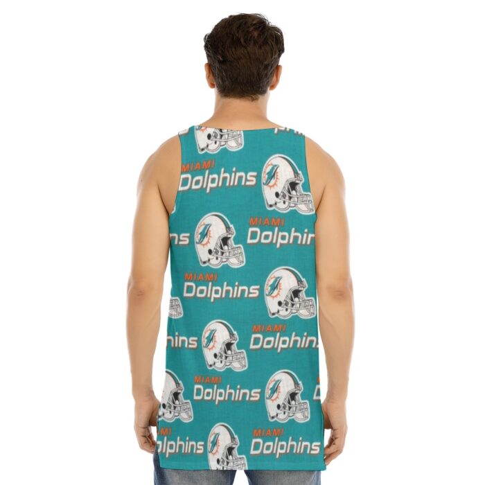 Miami Dolphins Zubaz All-Over Print Men's Curved Hem Long Tank Top - Image 1