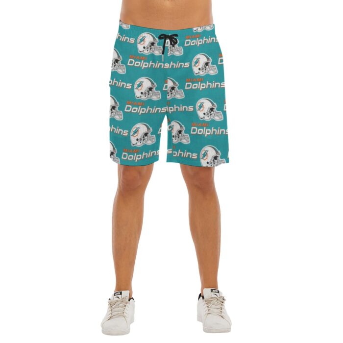 Miami Dolphins Zubaz All-Over Print Men's Beach Shorts With Elastic Waist - Image 5