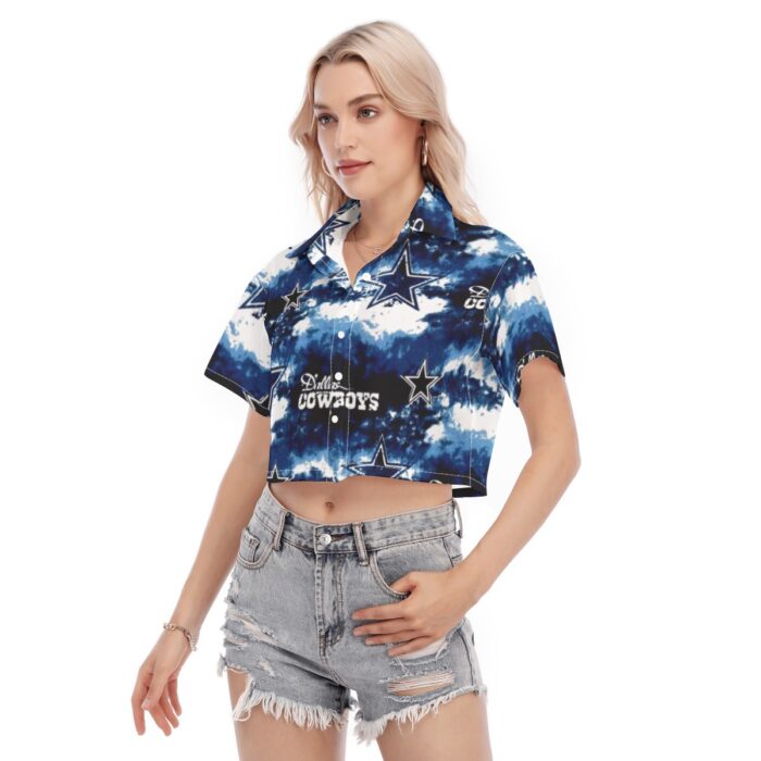 Dallas Cowboys Zubaz All-Over Print Women's Cropped Shirt - Image 2