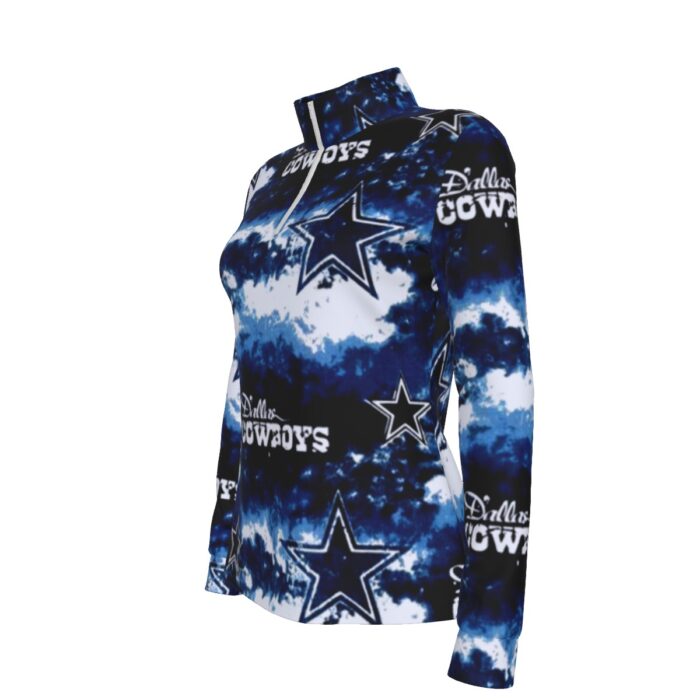 Dallas Cowboys Zubaz All-Over Print Women's Stand-up Collar T-shirt - Image 4