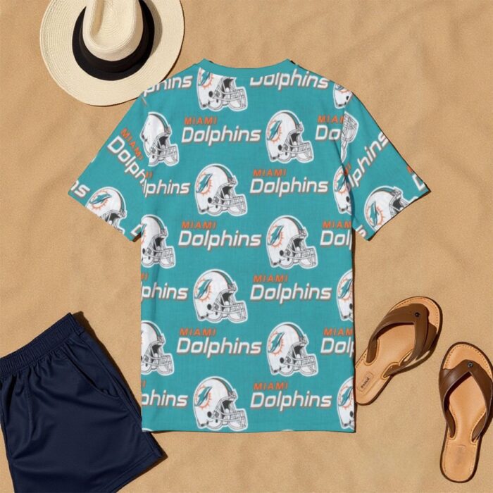 Miami Dolphins Zubaz All-Over Print Men's O-Neck T-Shirt | 190GSM Cotton - Image 2