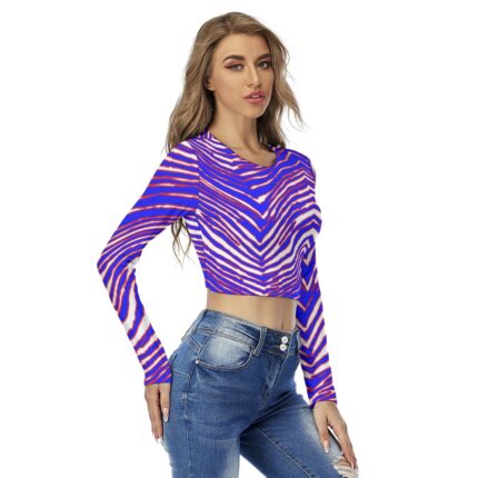 Buffalo Bills Zubaz All-Over Print Women's Round Neck Crop Top T-Shirt