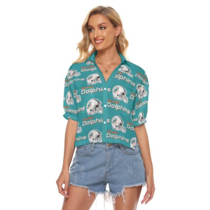 Miami Dolphins Zubaz All-Over Print Women's V-neck Shirts