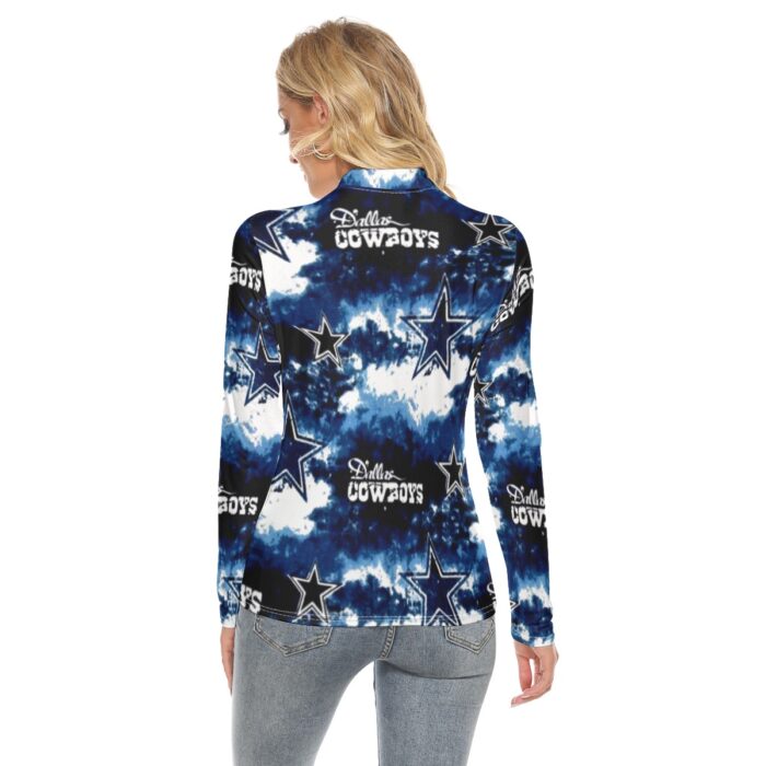 Dallas Cowboys Zubaz All Over Print Women's Stretchable Turtleneck Top - Image 2