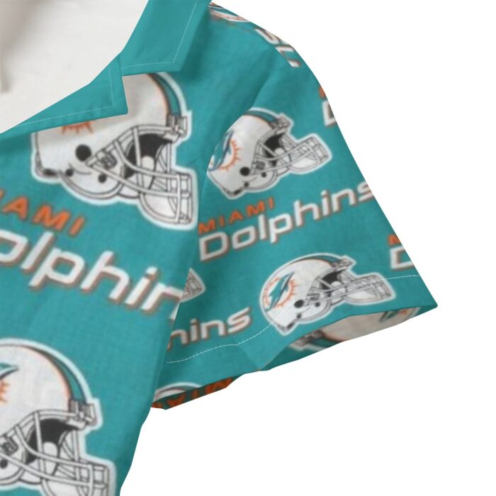 Miami Dolphins Zubaz All-Over Print Kid's Hawaiian Vacation Shirt | 115GSM Cotton poplin - Image 1