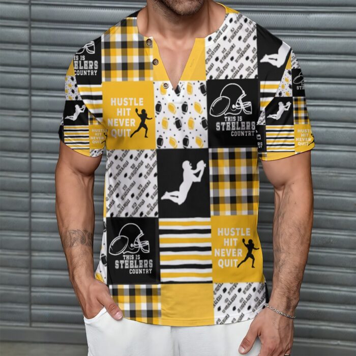 Pittsburgh Steelers Zubaz All-Over Print Men's Short Sleeve T-Shirt With Sports Collar - Image 2