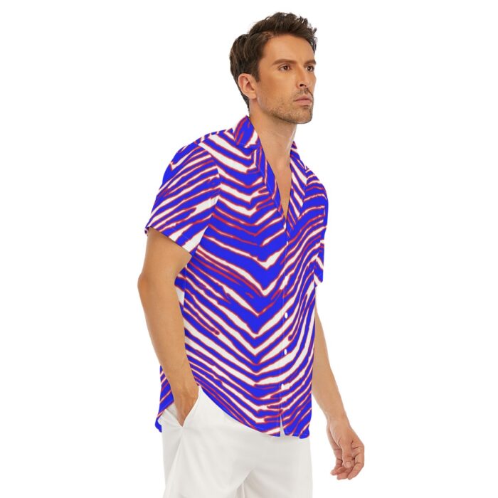 Buffalo Bills Zubaz All-Over Print Men's Deep V-neck Short Sleeve T-shirt - Image 4