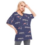 New England Patriots Zubaz All-Over Print Women's Bat Sleeves Blouse | 190GSM Cotton - Image 2
