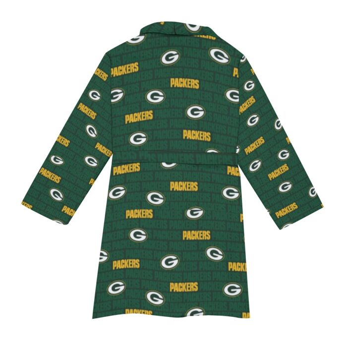 Green Bay Packers All-Over Print Men's Borg Fleece Robe - Image 5