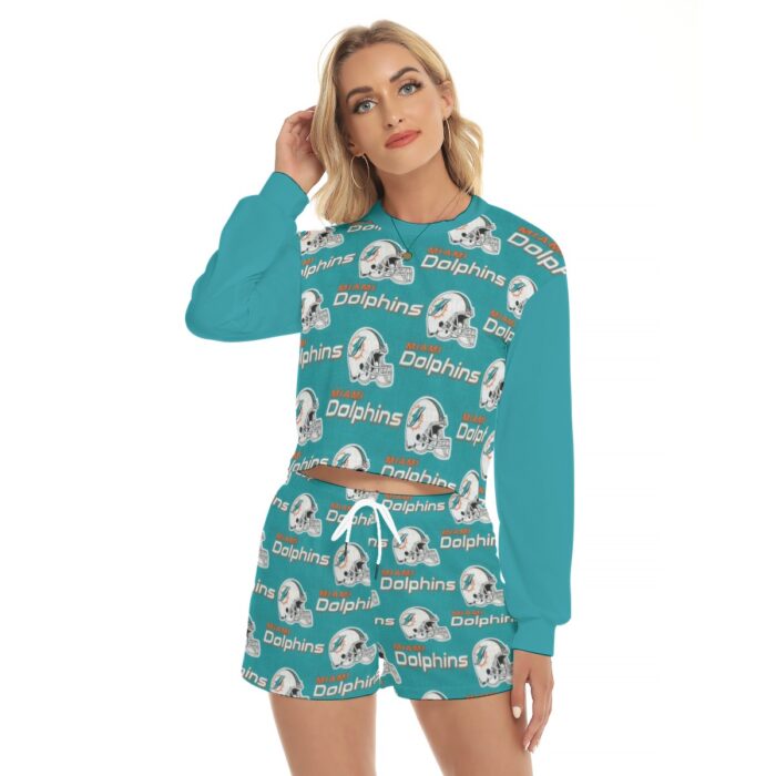 Miami Dolphins  Women's Short Sweatshirt And Pants Suit - Image 1