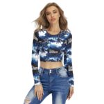 Dallas Cowboys Zubaz All-Over Print Women's Round Neck Crop Top T-Shirt - Image 3