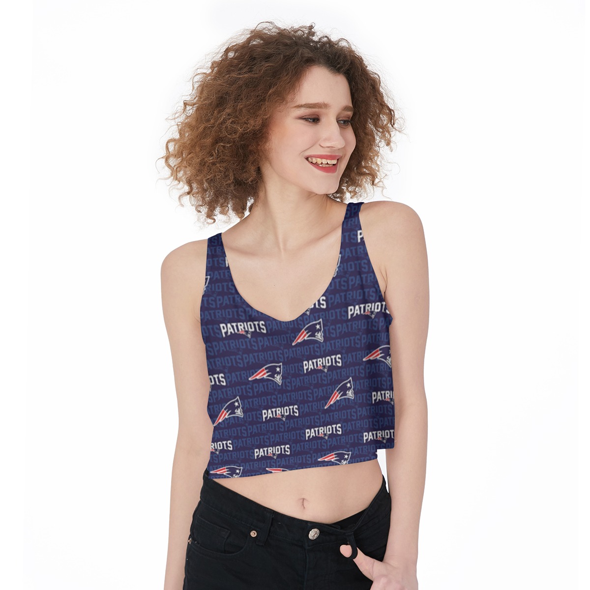 New England Patriots Zubaz All-Over Print Crop-Tank Top - Image 4