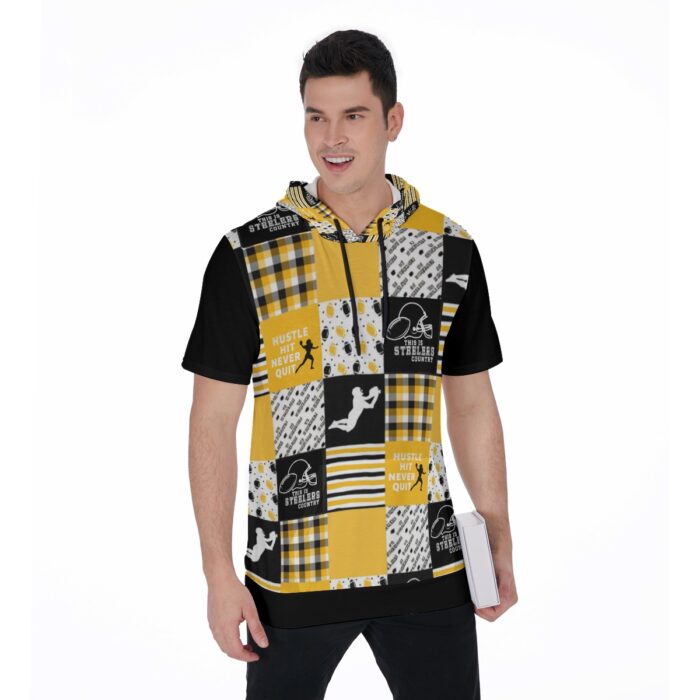 Pittsburgh Steelers All-Over Print Men's Short Sleeve Hoodie T-Shirt - Image 1