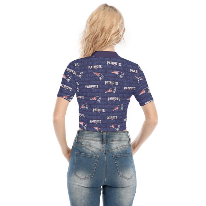 New England Patriots Zubaz All-Over Print Women's Short Sleeve T-shirt With Two-way Zipper - Image 2