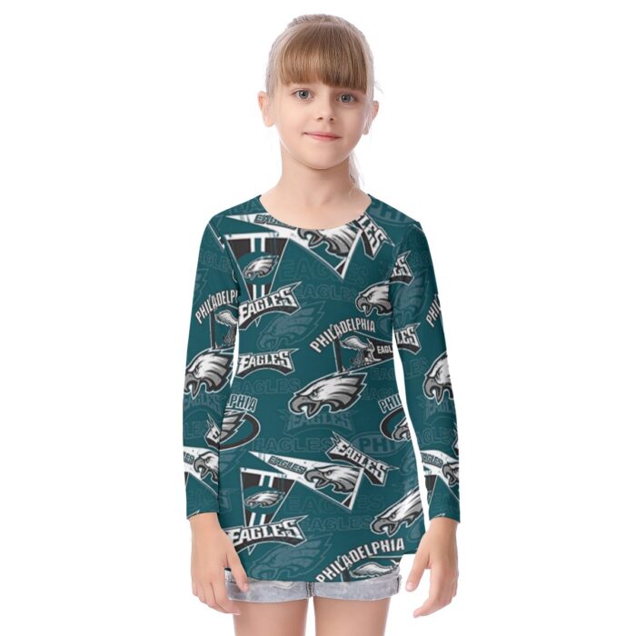 Philadelphia Eagles Zubaz All-Over Print Kid's Long Sleeve O-neck T-shirt - Image 1