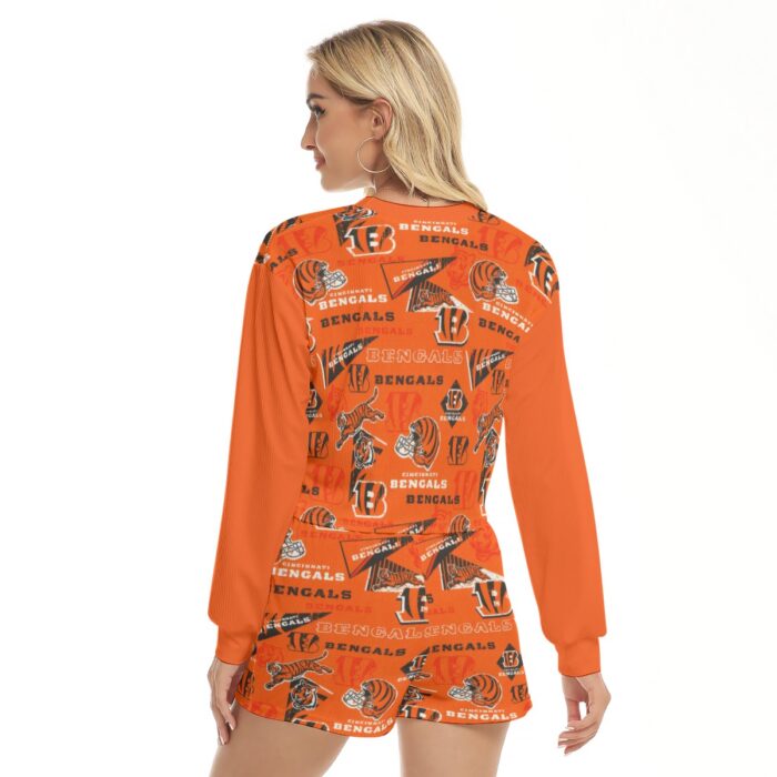 Cincinnati Bengals Women's Short Sweatshirt And Pants Suit - Image 2