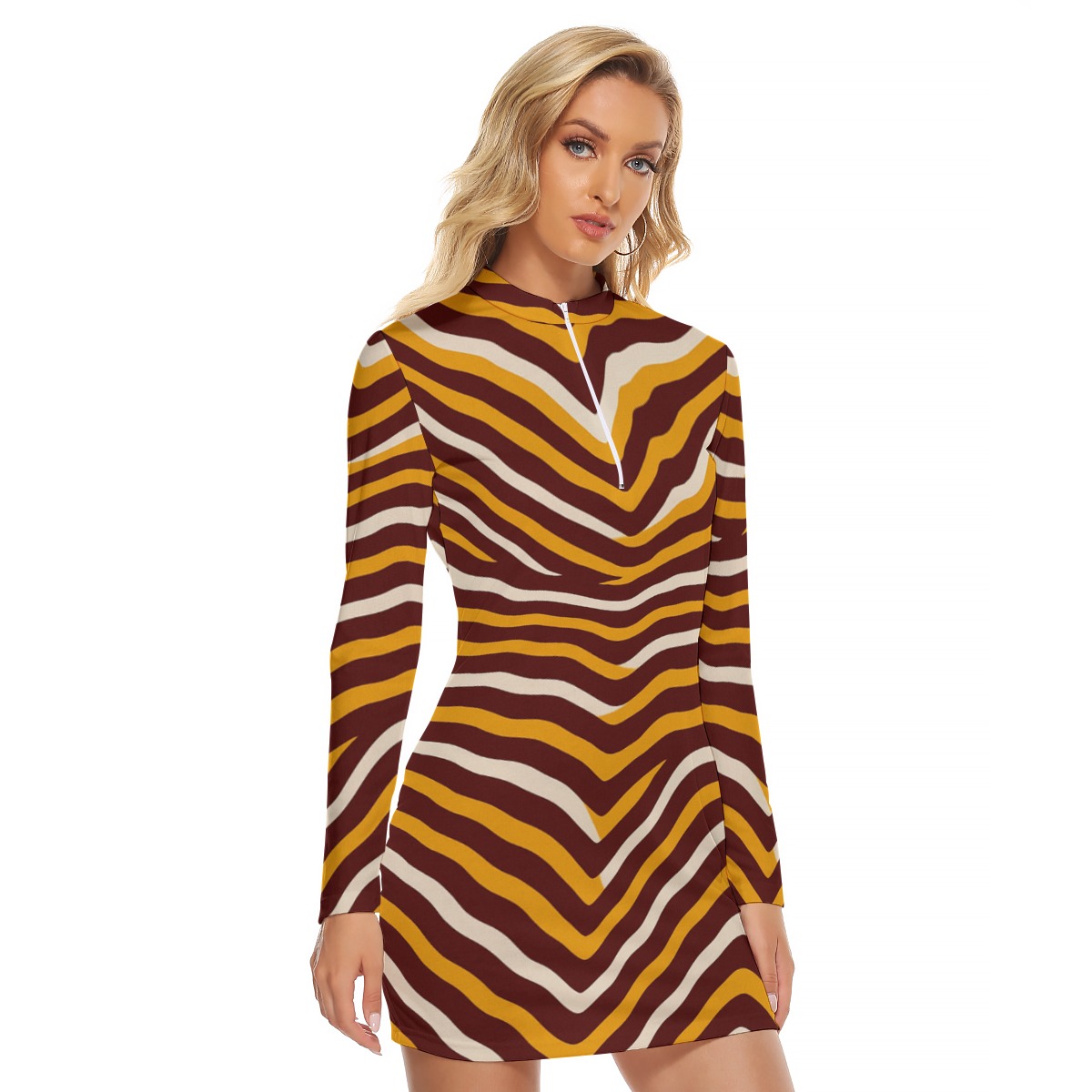 Washington Commanders Zubaz Women's Zip Front Tight Dress - Image 2