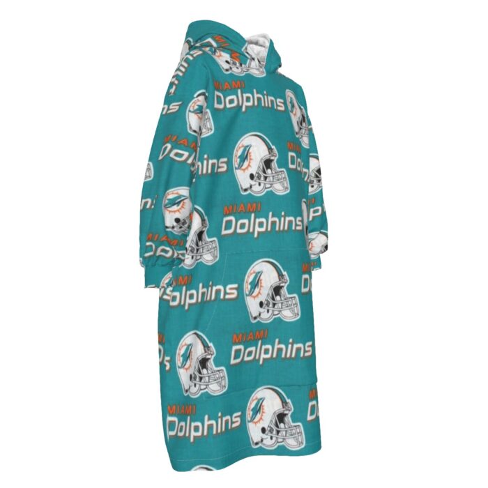 Miami Dolphins Zubaz All-Over Print Kid's Sherpa Fleece Mid-Length Hoodie Blanket - Image 4