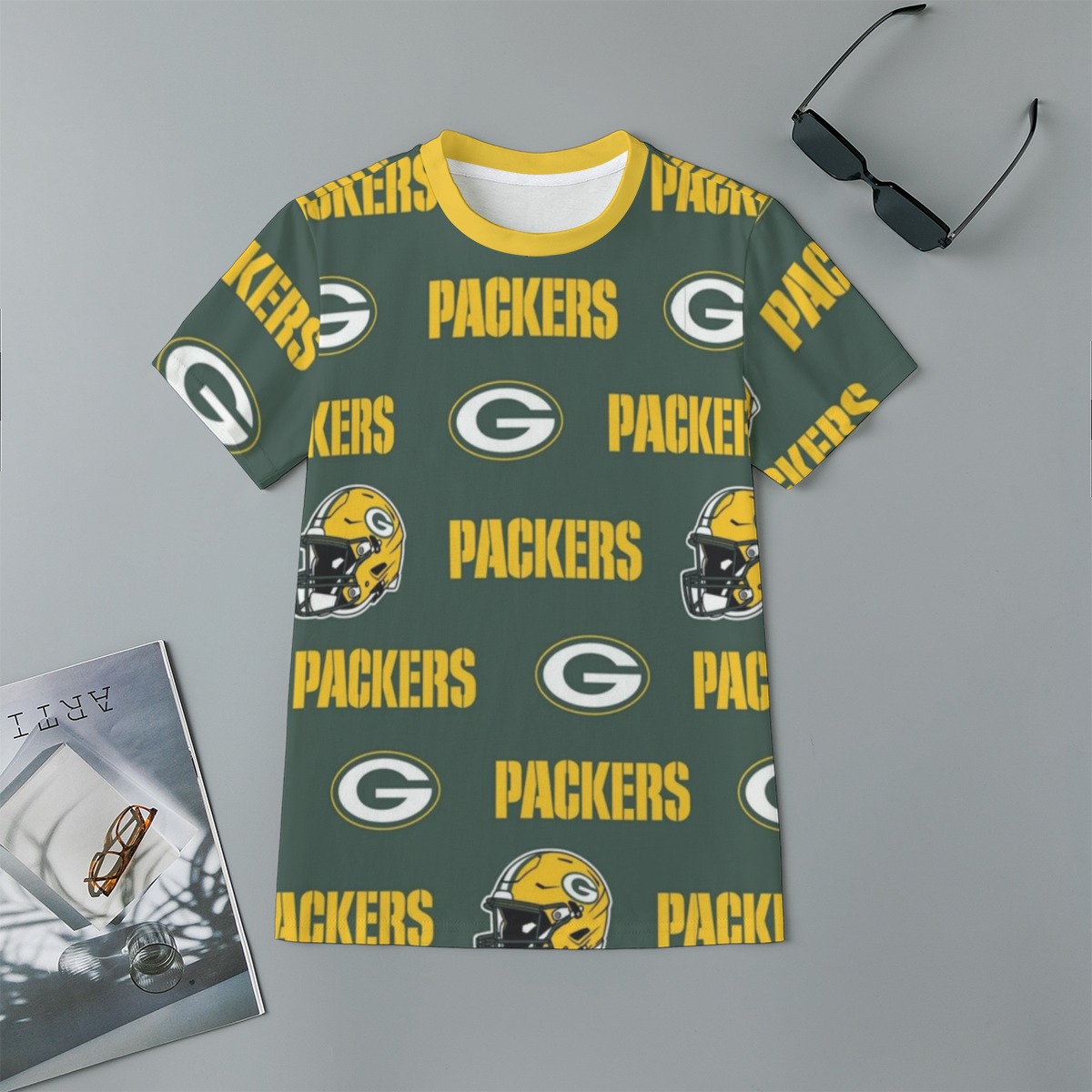 Green Bay Packers All-Over Print Children's Short-Sleeve T-Shirt | 180GSM Cotton - Image 4