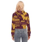 Washington Commanders Redskins Women's Long Sleeve Crop Top Hoodie with Zipper Closure and Kangaroo Pocket - Image 3
