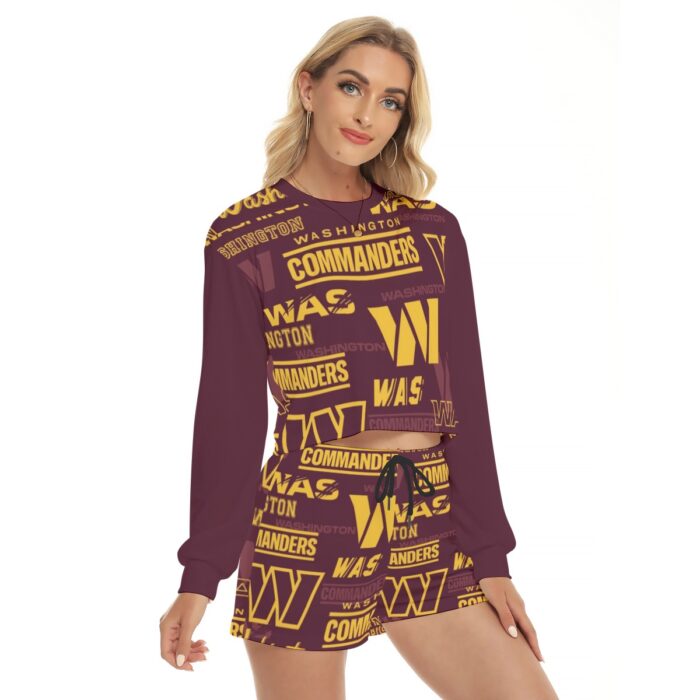 Washington Commanders Women's Short Sweatshirt And Pants Suit - Image 3