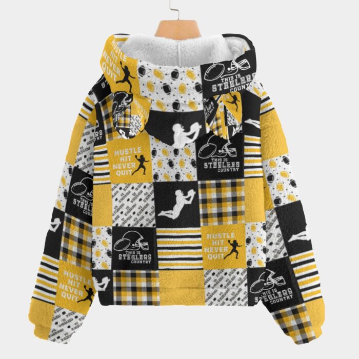 Pittsburgh Steelers Zubaz All-Over Print Kid’s Borg Fleece Sweatshirt With Ear - Image 2