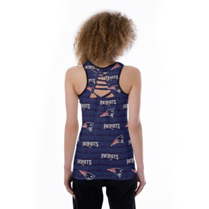 New England Patriots All-Over Print Women's Back Hollow Tank Top
