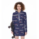 New England Patriots All-Over Print Women's Long Hoodie - Image 3