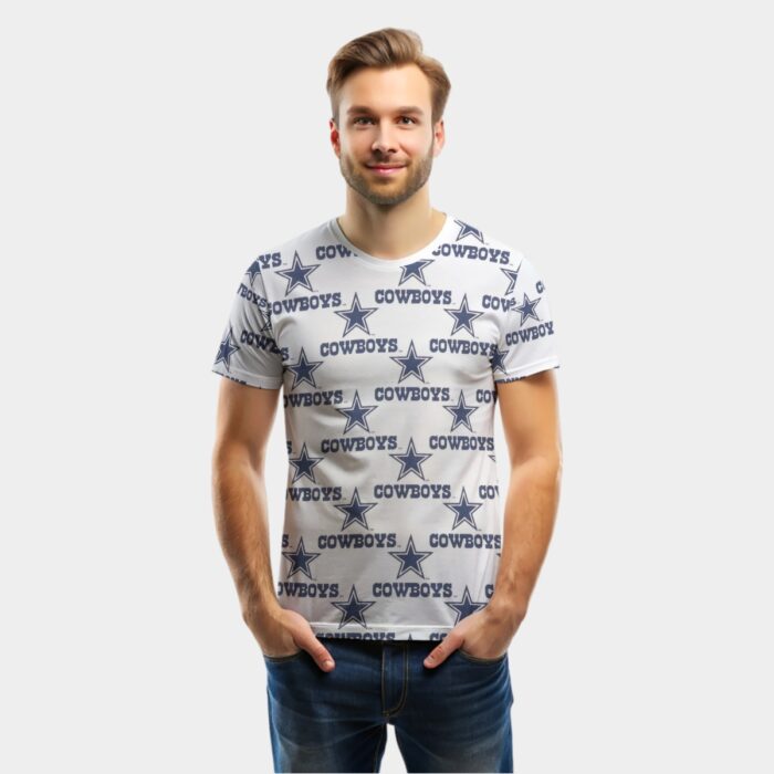 Dallas Cowboys Zubaz All-Over Print Men's O-Neck Sports T-Shirt - Image 2